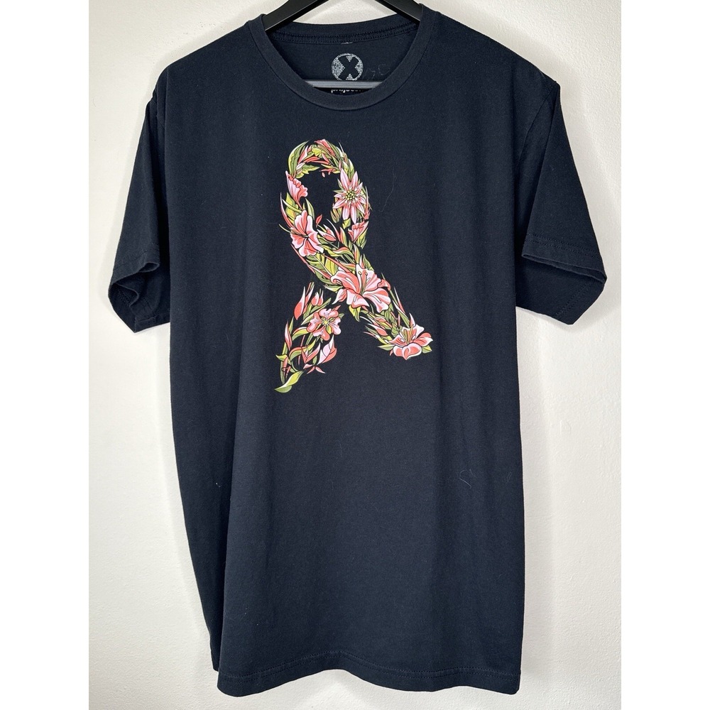 Project X Breast Cancer Awareness Ribbon Floral Graphic T Shirt XL CrossFit